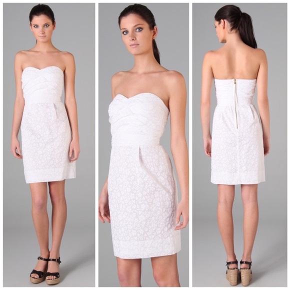 Marc by Marc Jacobs Floral Cotton Strapless Dress with Ruched Bodice - Size 10 - Picture 5 of 12